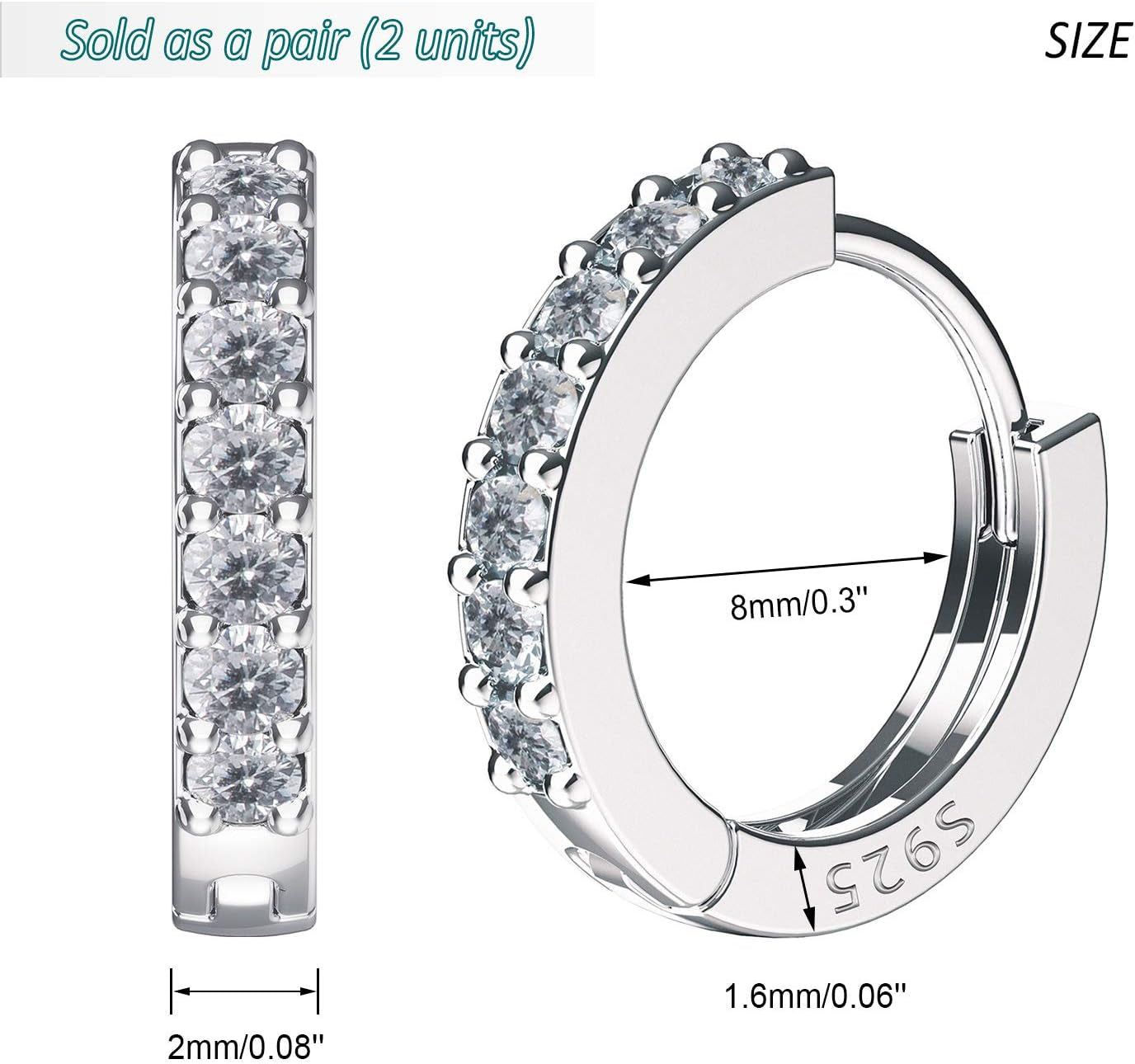 925 Sterling Silver Huggie Hoop Earrings for Women Girls-Tiny Small Cartilage Hoop Earring