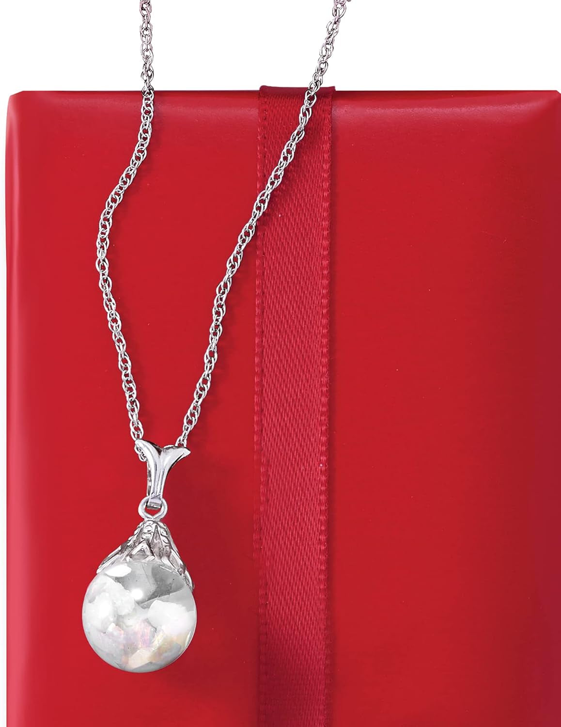 Floating Opal Pendant Necklace in 14Kt White Gold
