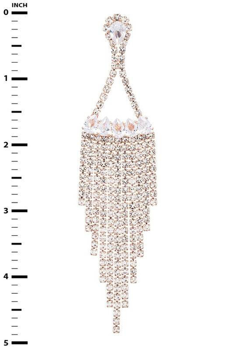 Fringe Rhinestone CZ Chandelier Earrings