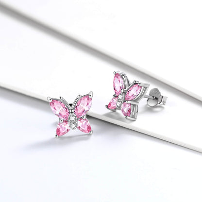 October Birthstone Earrings Pink Butterfly Earrings Tourmaline CZ Marquise Sterling Silver Jewelry Women Birthday Mother'S Day Gifts