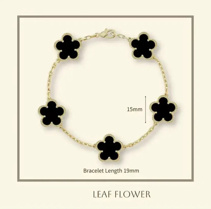 Clover Bracelet for Men and Women Jewelry Leaf Bracelets 18K Gold Silver Plate Agate Diamond Fashion Charm Chain Wedding Gift Party