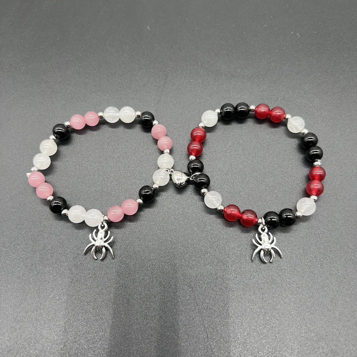 Halloween Spider Hello Cat Beads Charm Bracelets for Women Heart Magnetic Matching Couple Bracelets Girls Festival Jewelry Gifts