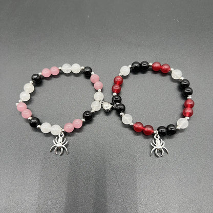 Halloween Spider Hello Cat Beads Charm Bracelets for Women Heart Magnetic Matching Couple Bracelets Girls Festival Jewelry Gifts