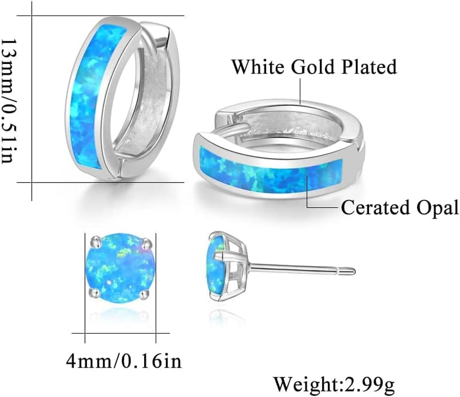 Huggie Earrings Opal Hinged Hoop Earrings Gold Plated Hypoallergenic Small Hoop Earrings for Women Teen Girls Men Sensitive Ears