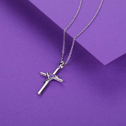 925 Sterling Silver Cross Necklace for Women Men 5A CZ Birthstone Necklaces 14K Gold Plated or Rose Gold Necklace for Easter or Mother'S Day