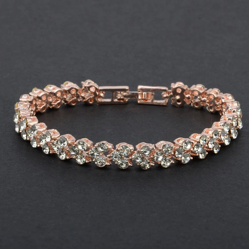 Women'S Tennis Bracelets Luxury Slender Rose Gold Plated Bracelet with Sparkling Cubic Zirconia Bracelet Jewelry Gifts for Her