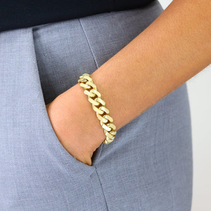 14K Real Yellow Gold Royal Monaco 11Mm Miami Cuban Link Bracelet (7"-9") Italian Jewelry for Men & Women