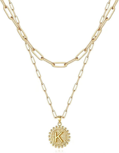 Layered Initial Necklaces for Women - 14K Gold Plated Dainty Layering Paperclip Chain Necklaces for Women Jewelry