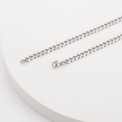 5Mm Silver Chain for Men,Stainless Steel Cuban Link Chain Necklace for Men ,Mens Chain Necklaces Silver 16,18,20,22,24, Inch