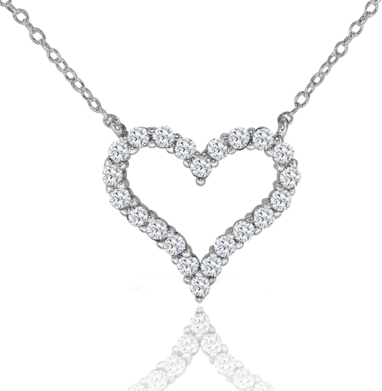 18K Gold Plated Heart Necklaces for Women Filled with CZ Stones | Women'S Jewelry Love Pendant Necklace