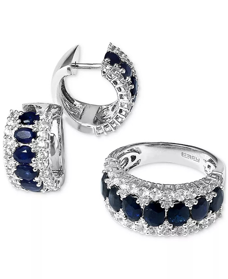 EFFYÂ® Blue & White Sapphire Ring (3-1/2 Ct. T.W.) & Diamond (1/20 Ct. T.W.) in 14K White Gold. (Also Available Emerald and Pink Sapphire)