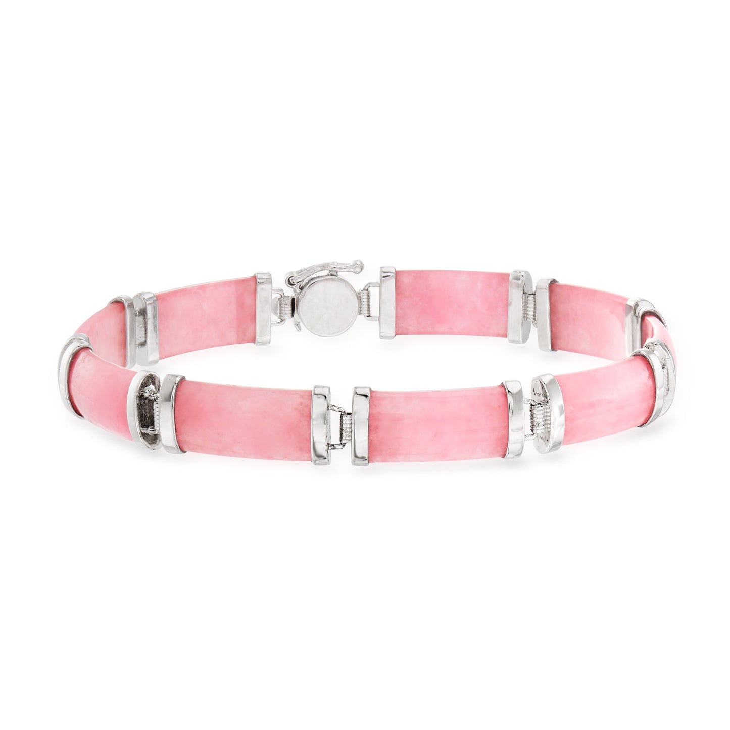 Pink Jade "Good Fortune" Bracelet in Sterling Silver, Women'S, Adult