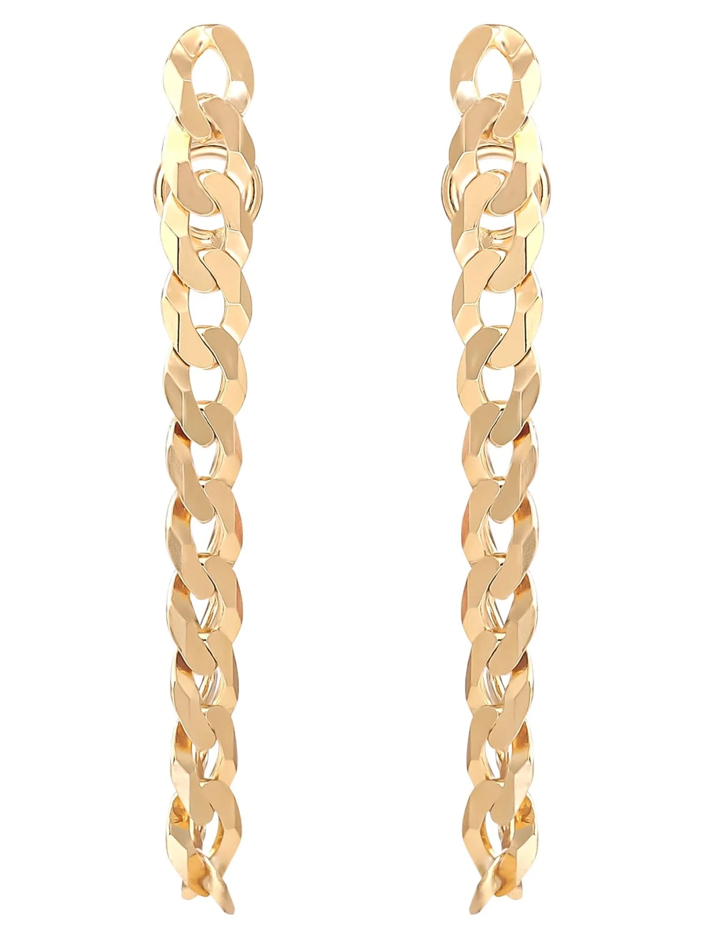" Women’S Gold Plated Sterling Silver Curb Chain Earrings"