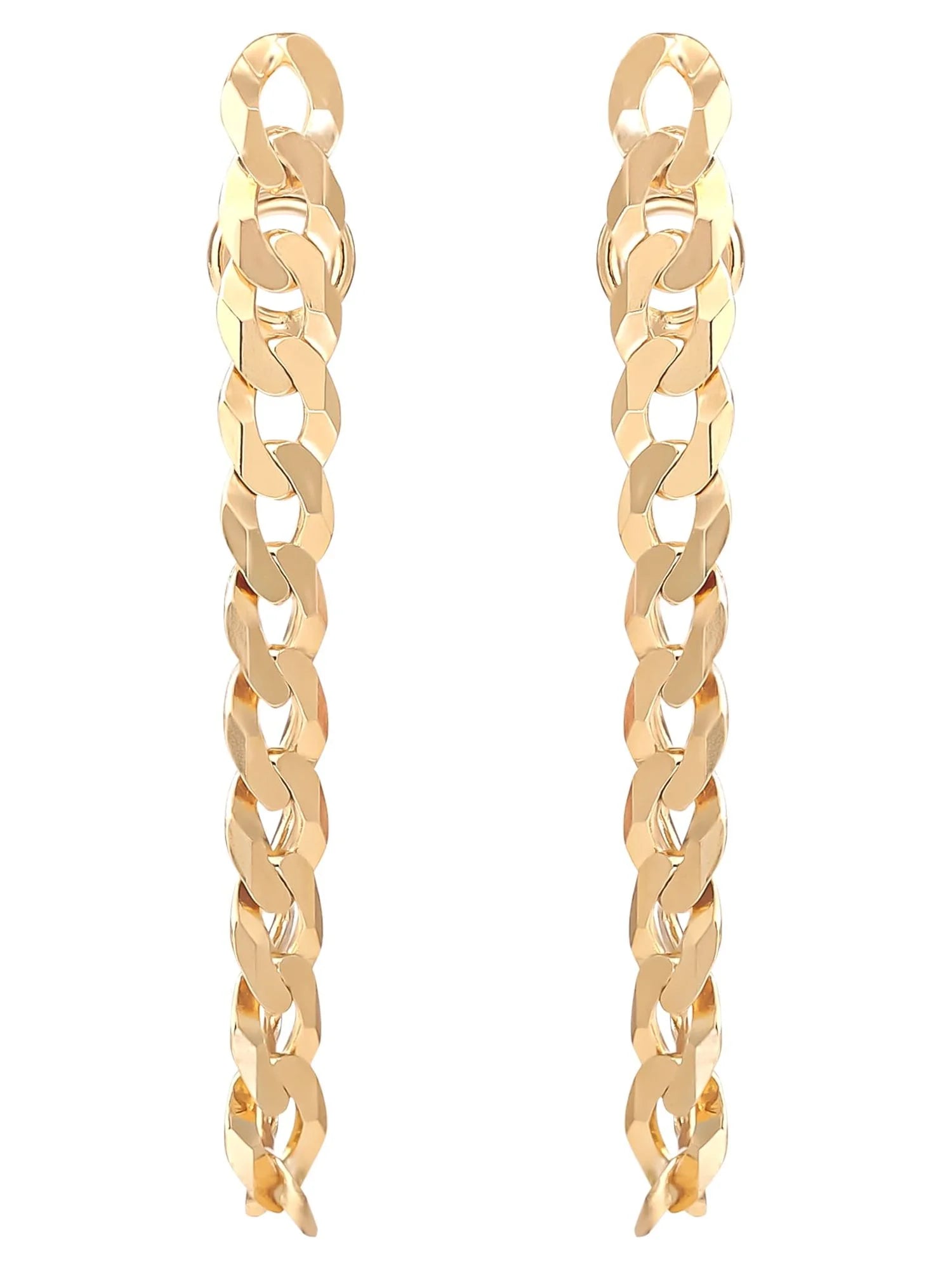 " Women’S Gold Plated Sterling Silver Curb Chain Earrings"