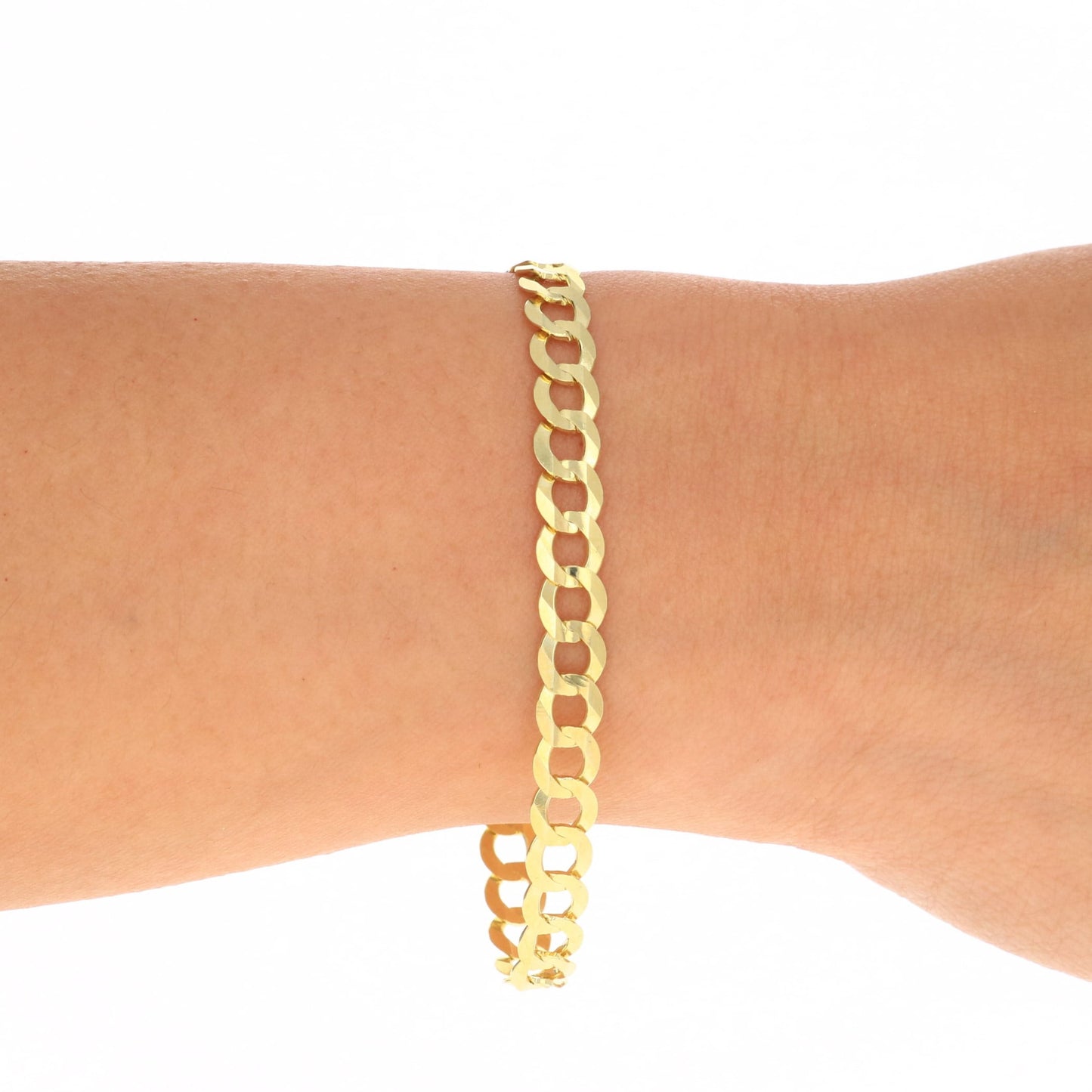 14K Real Yellow Gold Solid Cuban Curb Link 6Mm Chain Bracelet (7"-9") Italian Jewelry for Men & Women