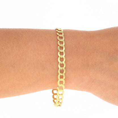 14K Real Yellow Gold Solid Cuban Curb Link 6Mm Chain Bracelet (7"-9") Italian Jewelry for Men & Women