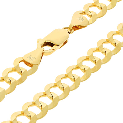 14K Real Yellow Gold Solid Cuban Curb Link 8Mm Chain Bracelet (7"-9") Italian Jewelry for Men