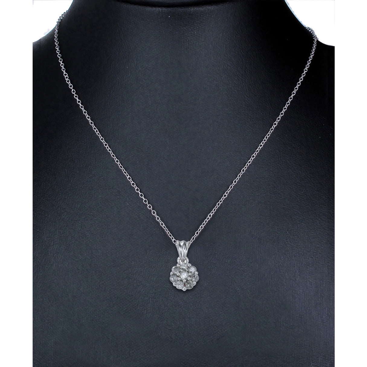 0.15 CTTW Diamond Pendant, Diamond Cluster Pendant Necklace for Women in 14K White Gold with 18 Inch Chain, Prong Setting for Female Adult