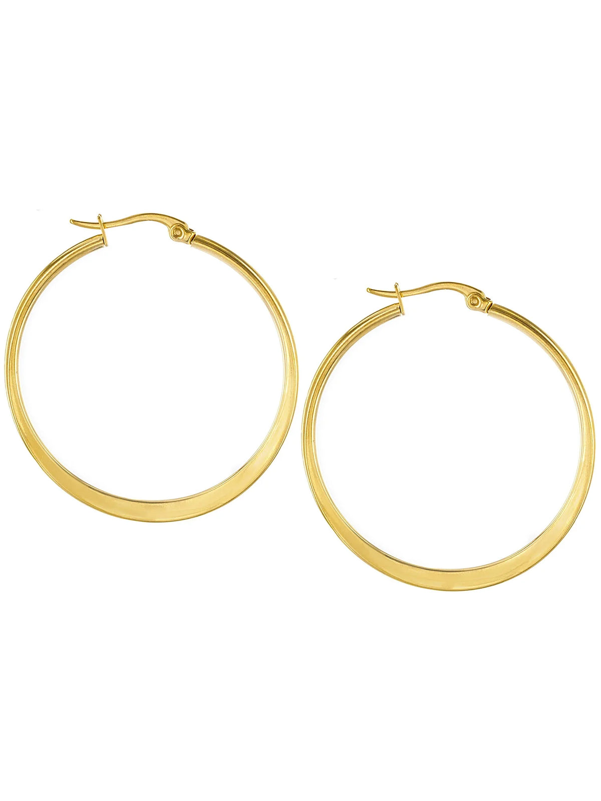 Jewelry Women'S Polished Flat Hoop Gold Plated Steel Earrings (38Mm)