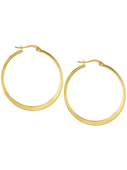 Jewelry Women'S Polished Flat Hoop Gold Plated Steel Earrings (38Mm)