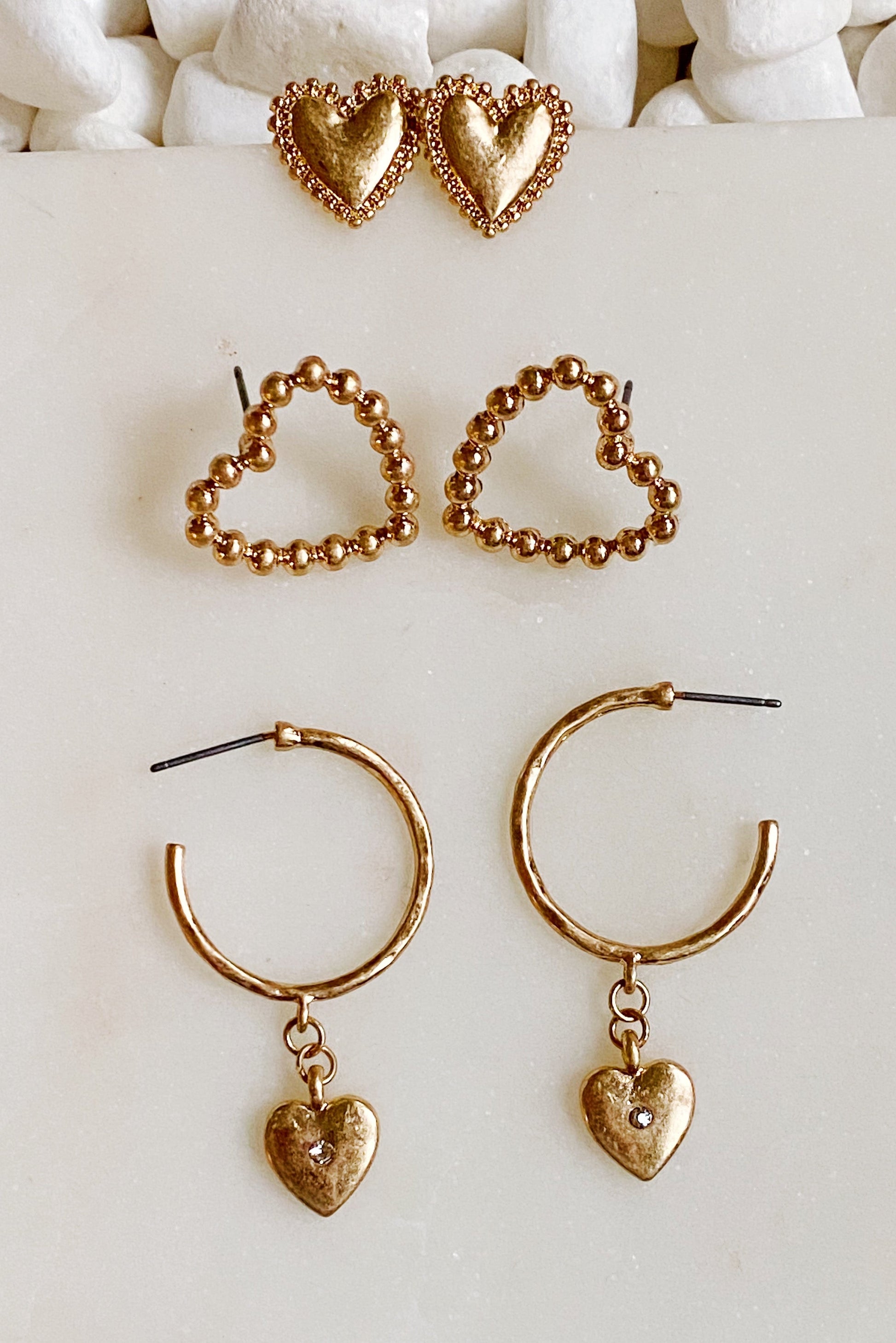Perfect Heart Earrings Set of 3