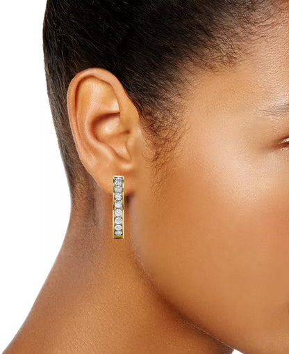 Diamond Channel Set Hoop Earrings (1/4 Ct. T.W.) in 14K Gold