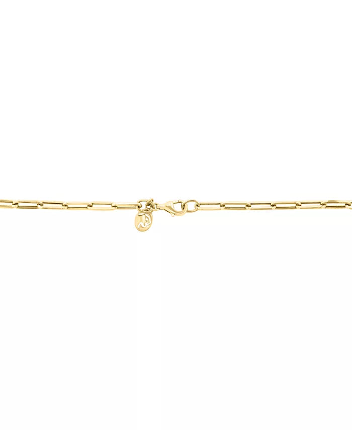 EFFYÂ® Malachite Heart Dangle Paperclip Link 16" Collar Necklace in 14K Gold