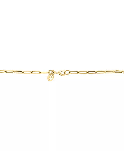 EFFYÂ® Malachite Heart Dangle Paperclip Link 16" Collar Necklace in 14K Gold