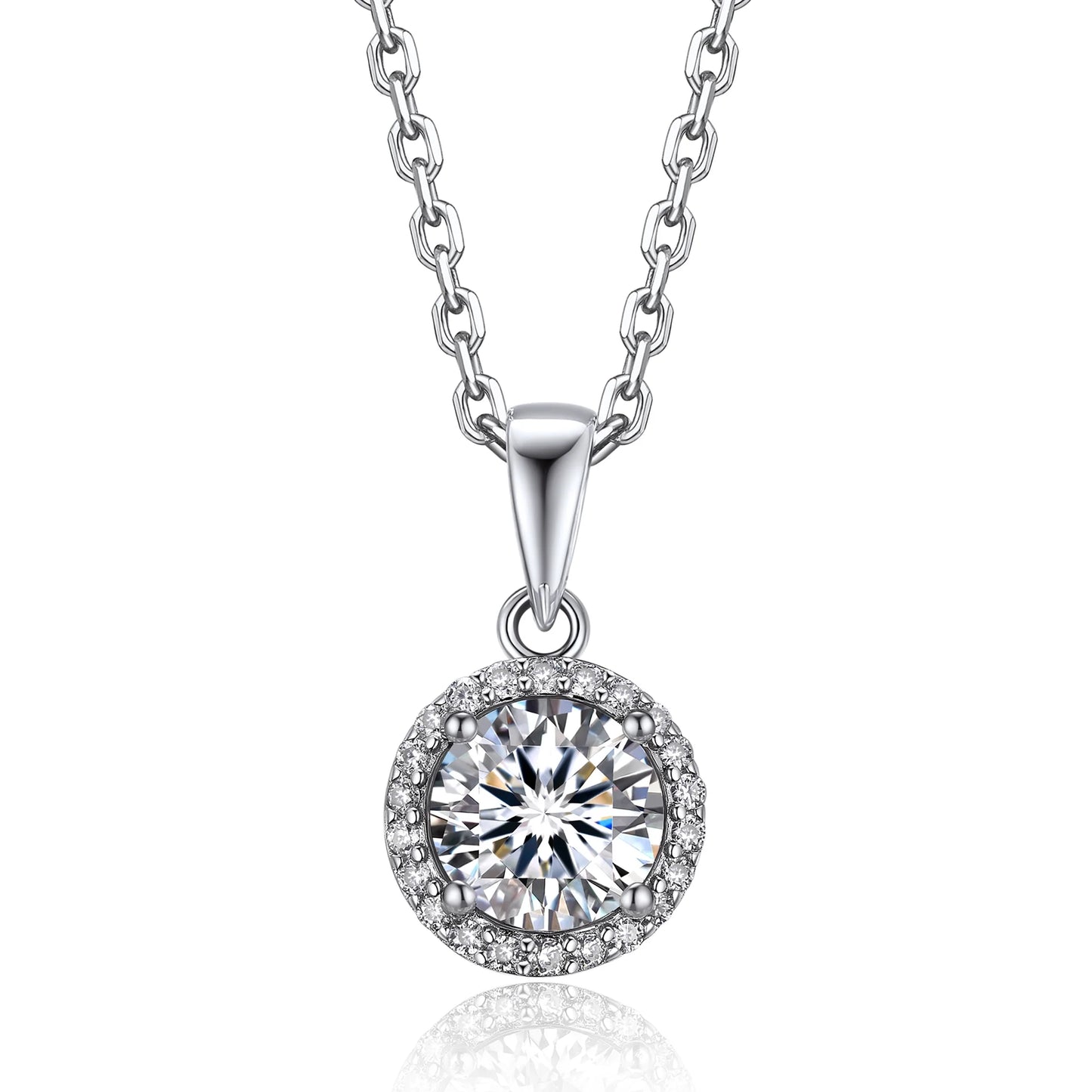 1 Carat round Cut Moissanite Solitaire Pendant Necklace for Women Birthday Valentine'S Day Gifts for Her