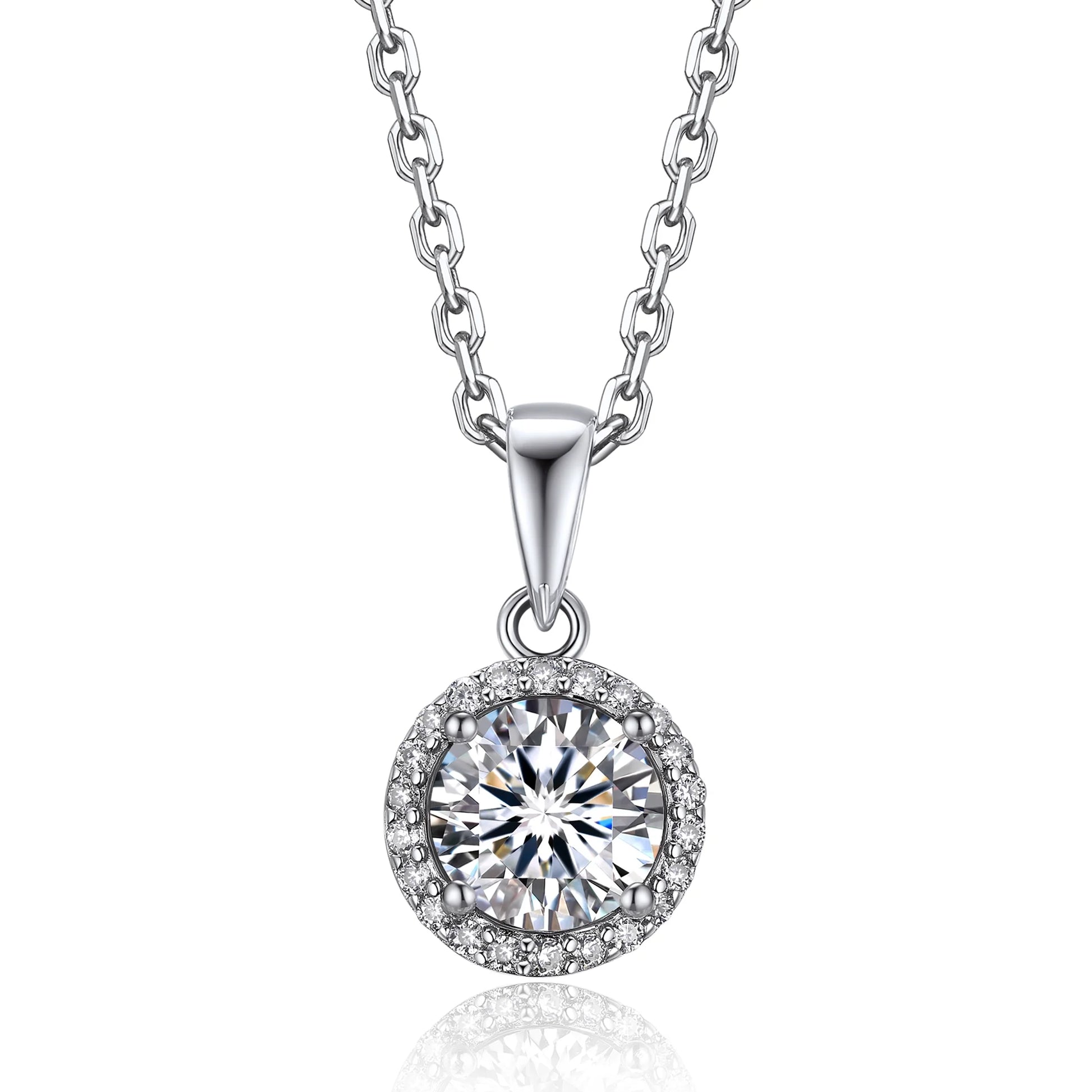 1 Carat round Cut Moissanite Solitaire Pendant Necklace for Women Birthday Valentine'S Day Gifts for Her