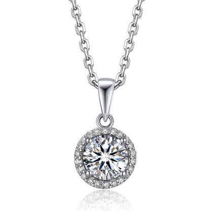 1 Carat round Cut Moissanite Solitaire Pendant Necklace for Women Birthday Valentine'S Day Gifts for Her