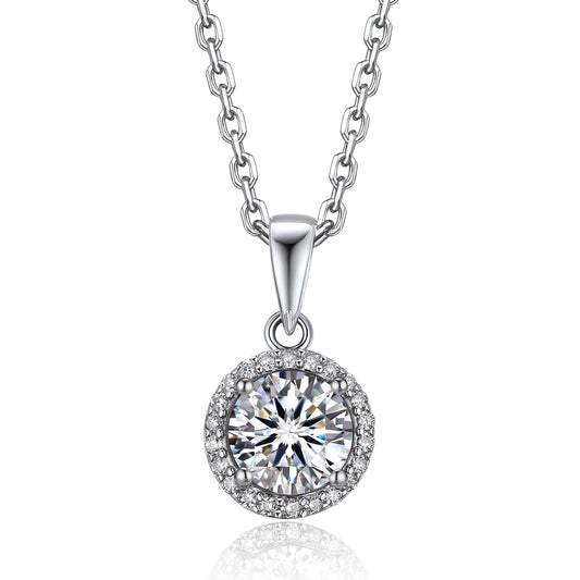 1 Carat round Cut Moissanite Solitaire Pendant Necklace for Women Birthday Valentine'S Day Gifts for Her