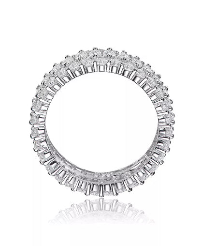 Sterling Silver White Gold Plated Clear round and Marquise Cubic Zirconia Eternity Ring