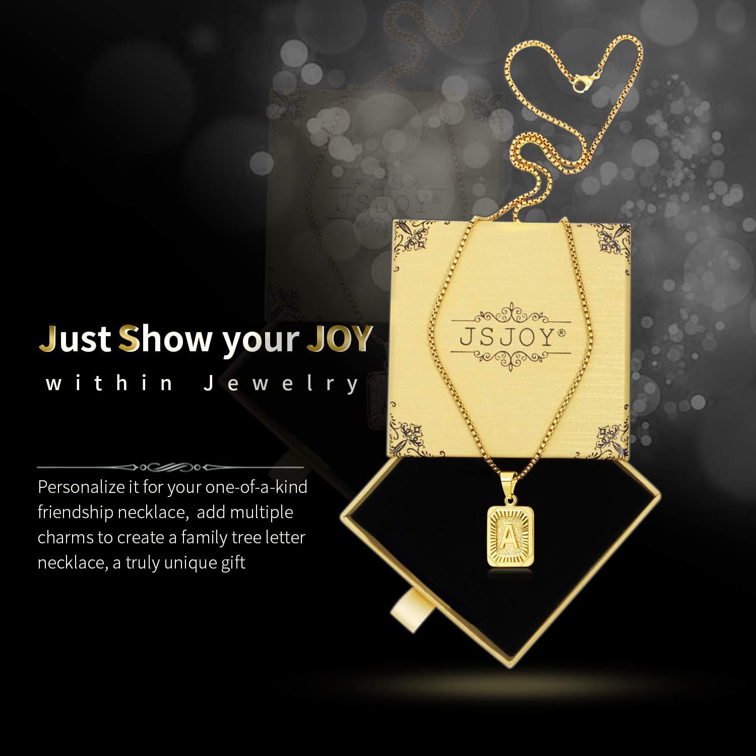 Graduation Gifts 2024 Gold Initial Necklaces for Women Men Gold Letter Necklaces 26 Capital A-Z Letter Pendant Necklaces for Women Square Monogram Necklace for Her Initial Necklaces