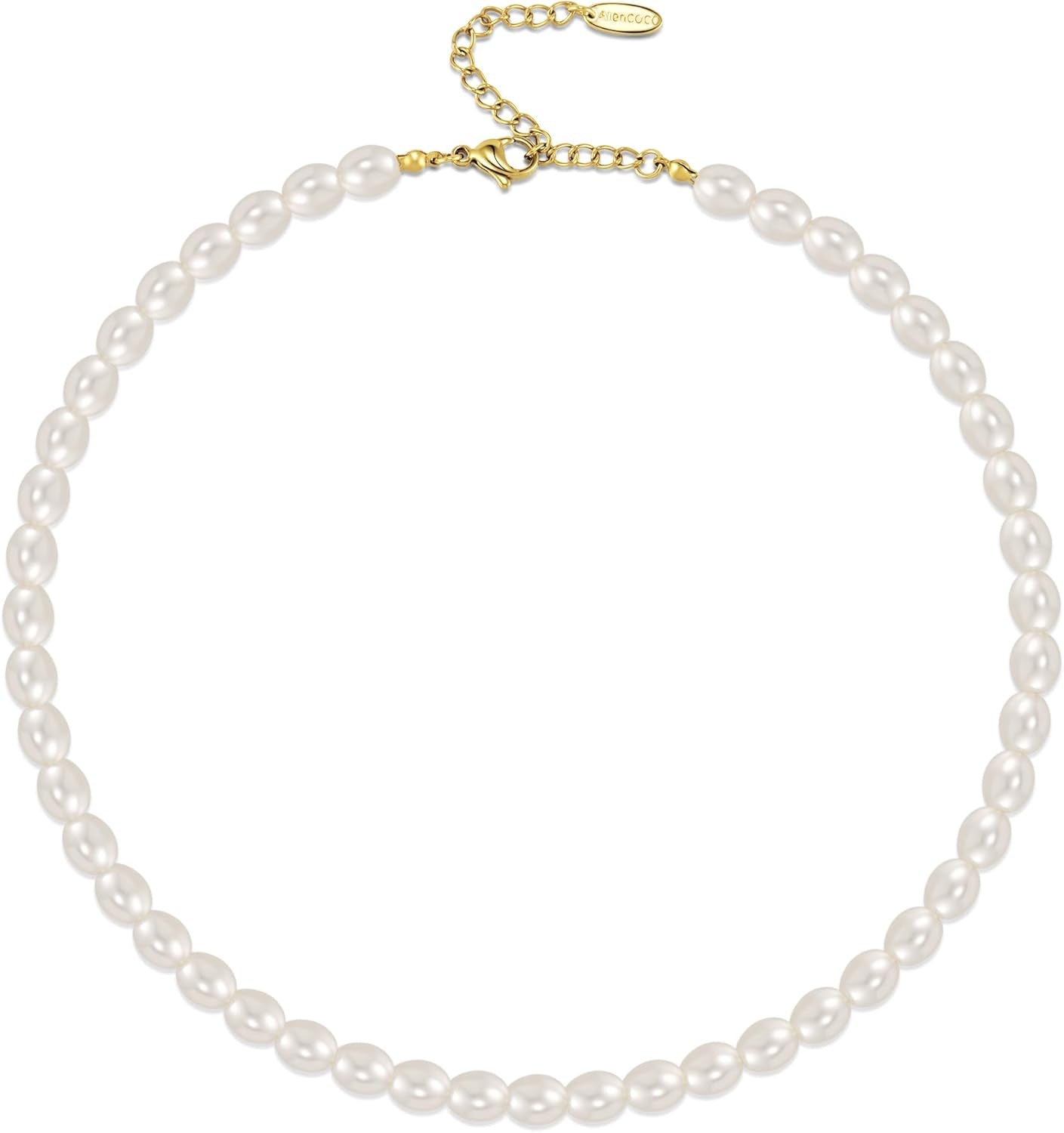 Pearl Necklaces for Women - Pearl Choker Necklace Strands, Adjustable Chain, Dainty Handmade Vintage Jewelry for Women, Statement, Hypoallergenic