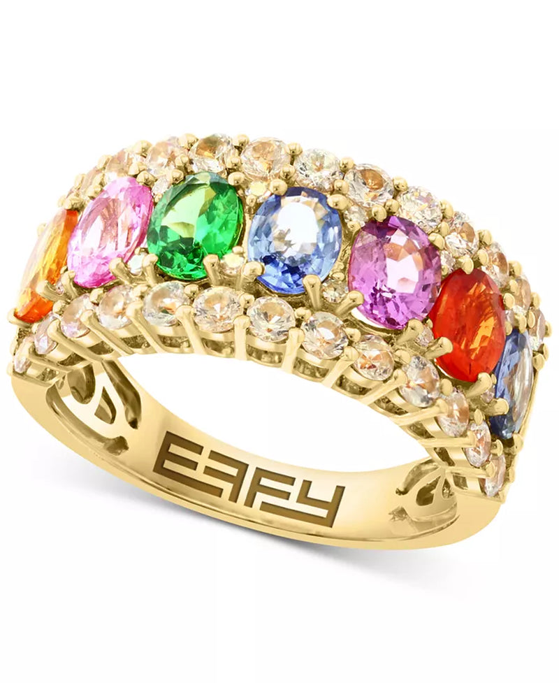EFFYÂ® Blue & White Sapphire Ring (3-1/2 Ct. T.W.) & Diamond (1/20 Ct. T.W.) in 14K White Gold. (Also Available Emerald and Pink Sapphire)