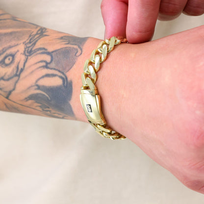 14K Real Yellow Gold Royal Monaco 11Mm Miami Cuban Link Bracelet (7"-9") Italian Jewelry for Men & Women