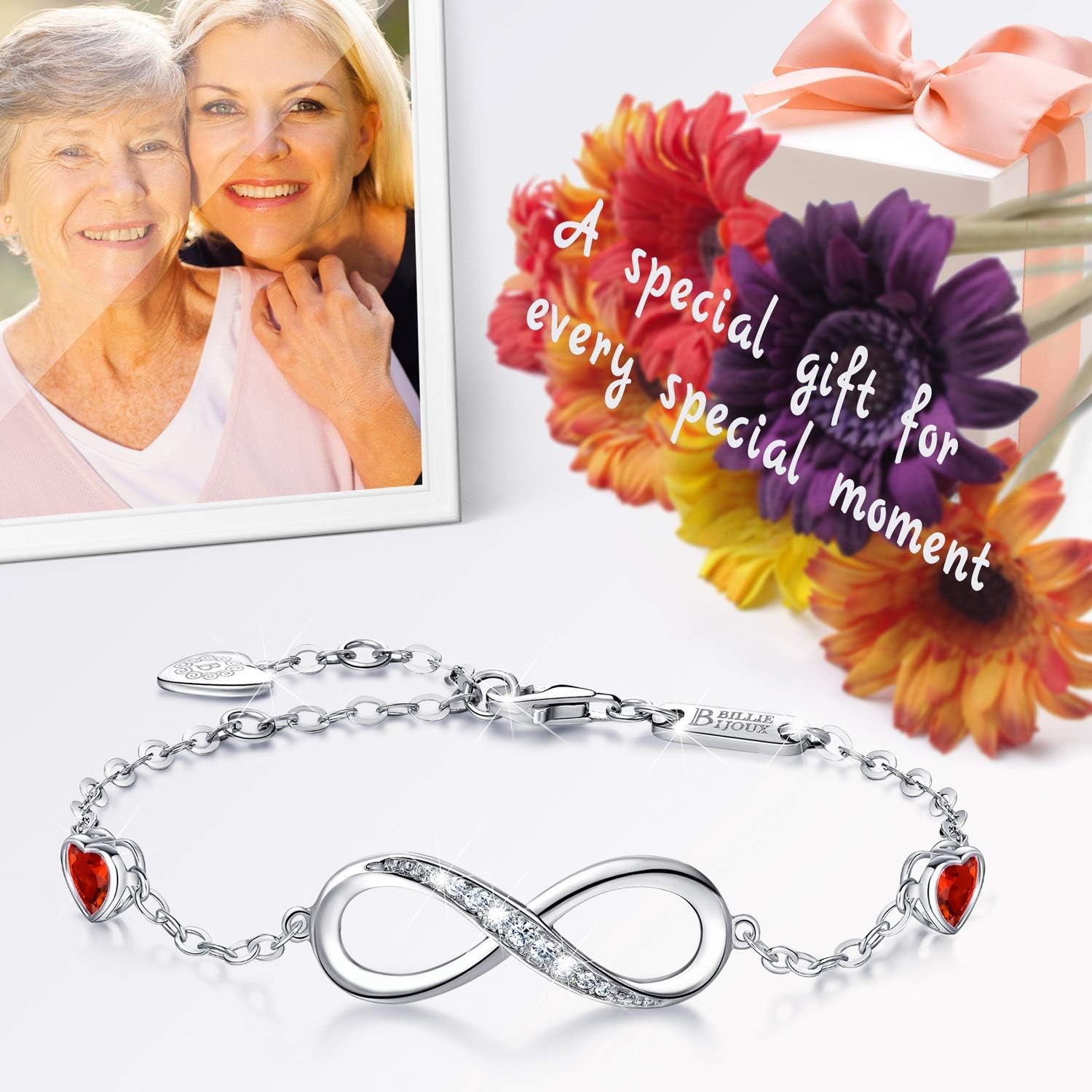 Infinity Love Bracelets for Women 925 Sterling Silver Womens Bracelet Love Symbol Charm Adjustable Bracelet Jewelry