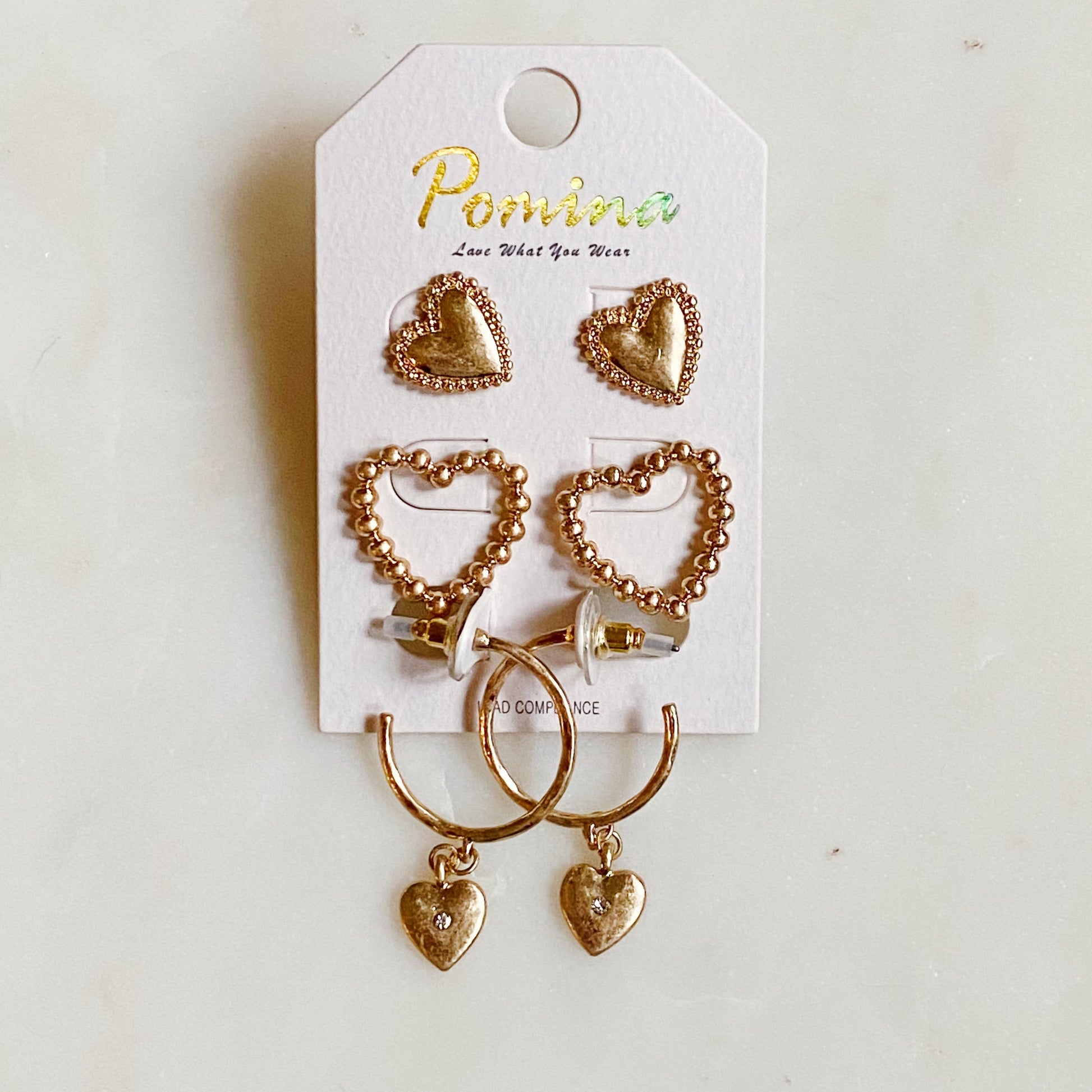 Perfect Heart Earrings Set of 3