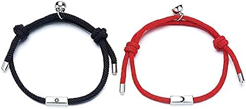 2Pcs Couples Bracelets for Women Men, Matching Bracelets for Couples, Matching Heart Bracelets for Boyfriend Girlfriend Best Friend