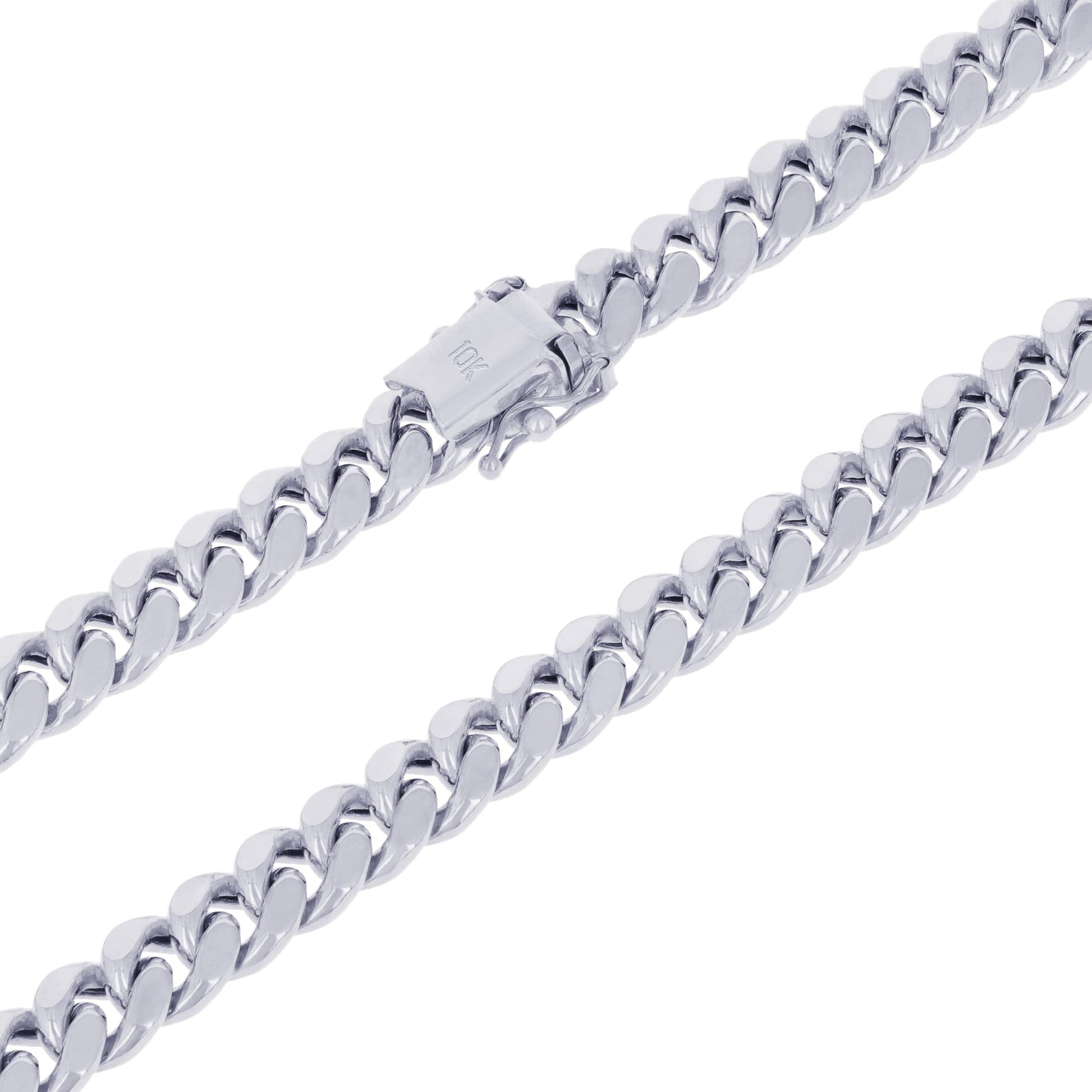 10K Real White Gold Miami Cuban Link 7.5Mm Chain Bracelet (7"-9") Italian Jewelry for Men