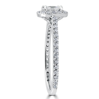 Pompeii 1 1/5Ct round Diamond Cushion Halo Engagement Ring 10K White Gold (G/H,I1-I2)