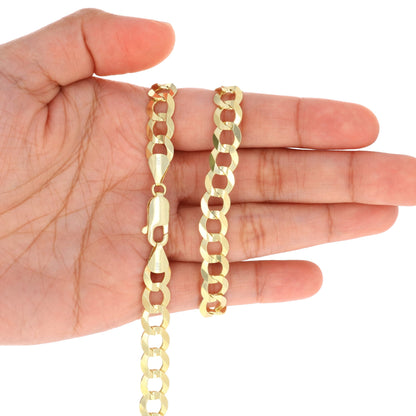14K Real Yellow Gold Solid Cuban Curb Link 8Mm Chain Bracelet (7"-9") Italian Jewelry for Men