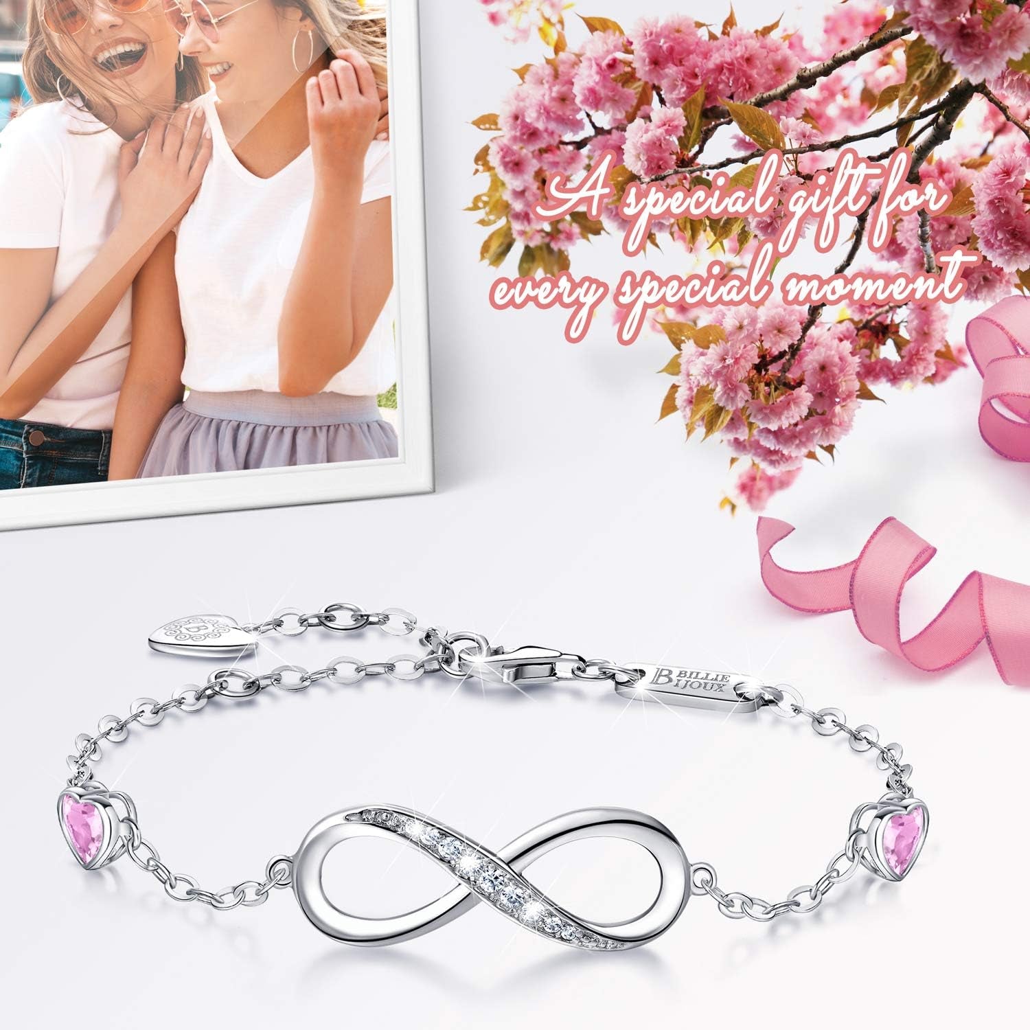 Infinity Love Bracelets for Women 925 Sterling Silver Womens Bracelet Love Symbol Charm Adjustable Bracelet Jewelry