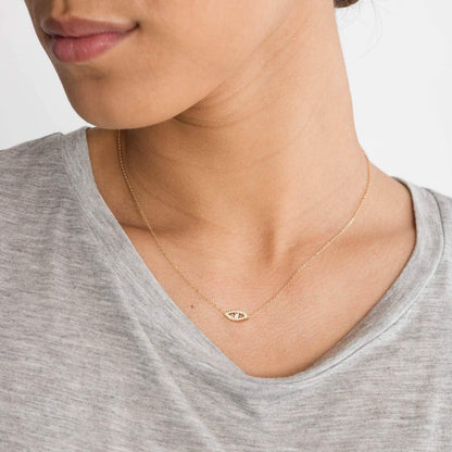 Gold Dainty Evil Eye Necklace for Women 18K Gold Plated Cute Delicate Solitaire Cubic Zirconia Boho Protection Evil Eye Minimalist Simple Necklace
