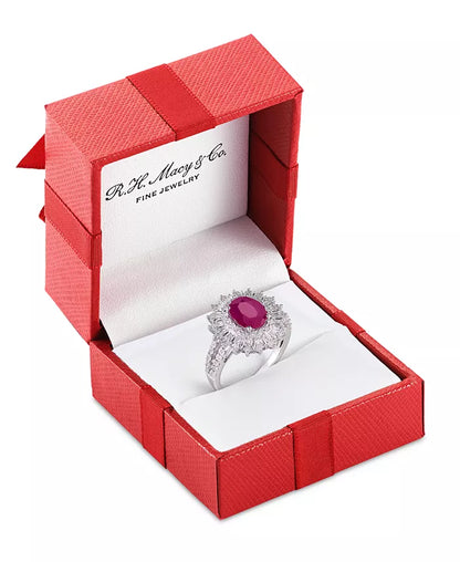 EFFYÂ® Ruby (1-7/8 Ct. T.W.) & Diamond (1/4 Ct. T.W.) Halo Statement Ring in 14K White Gold (Also in Sapphire and Emerald)