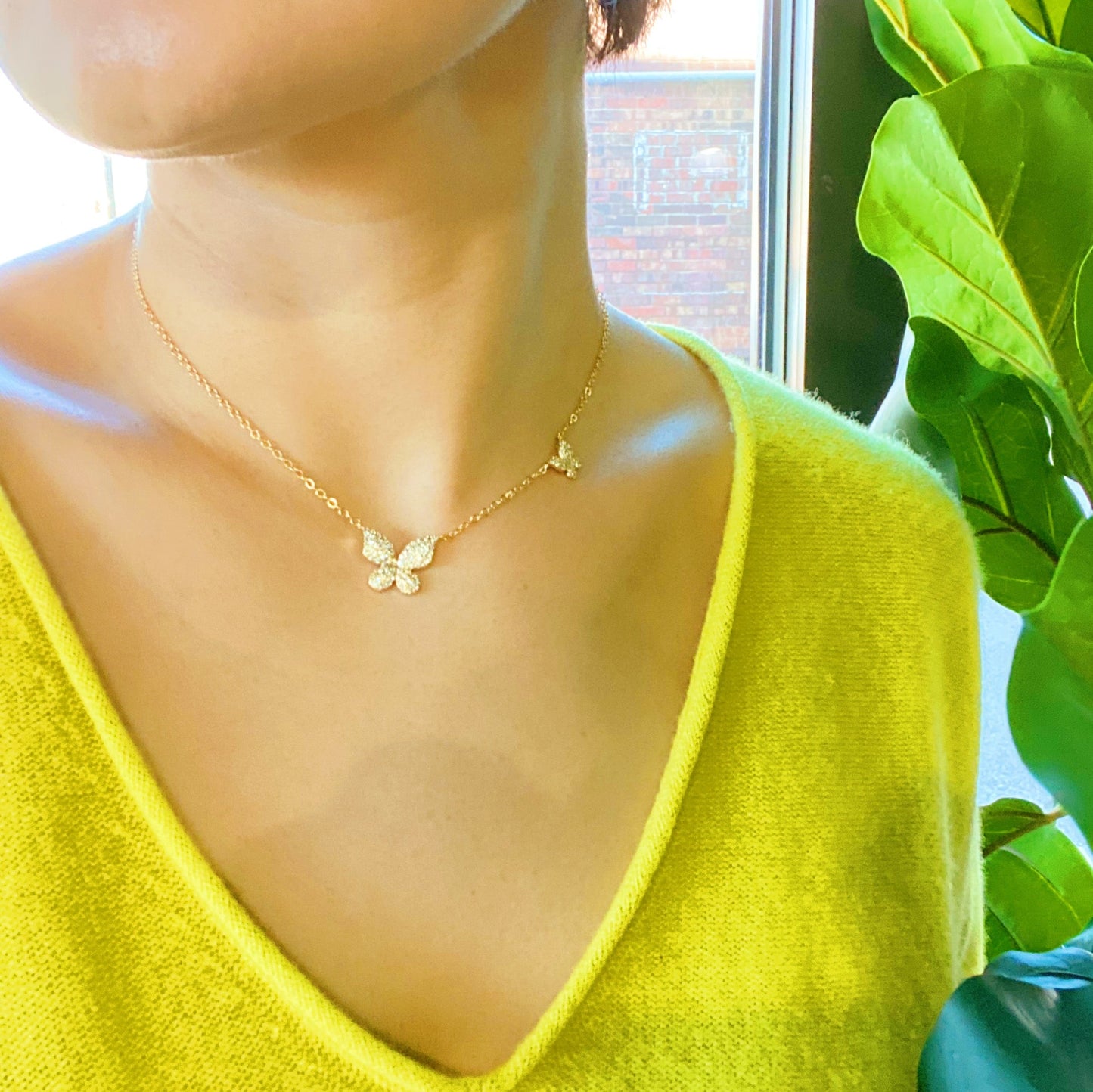 Double Shine Butterfly Necklace