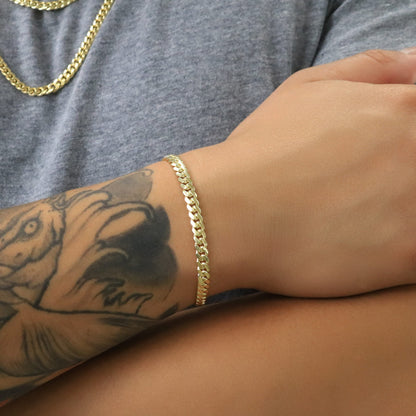 10K Real Yellow Gold Solid Miami Cuban Link 5Mm Chain Bracelet (7"-9") Italian Jewelry for Men