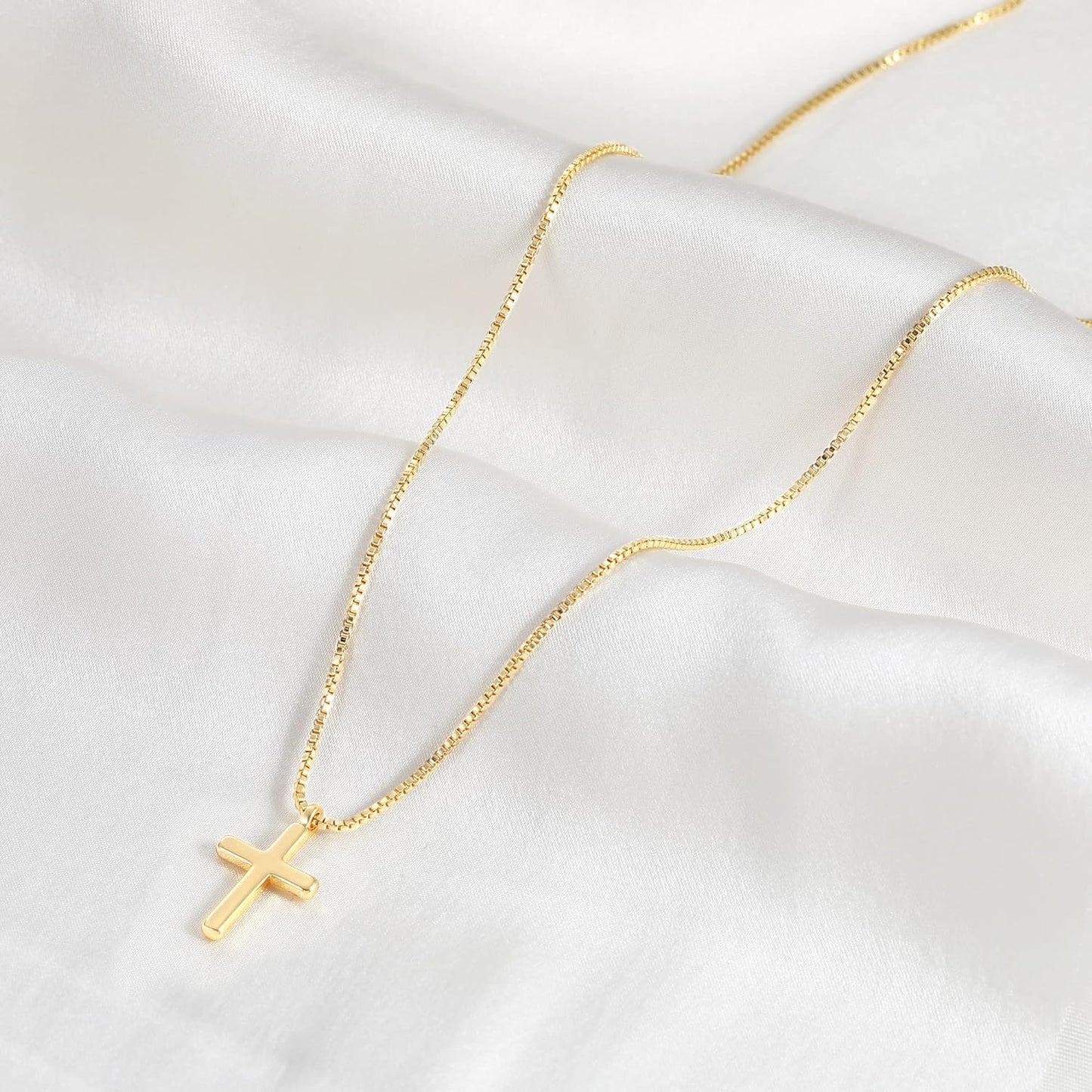 Dainty Cross Necklace for Women, Dainty 14K Gold Filled/Silver Cross Necklaces F