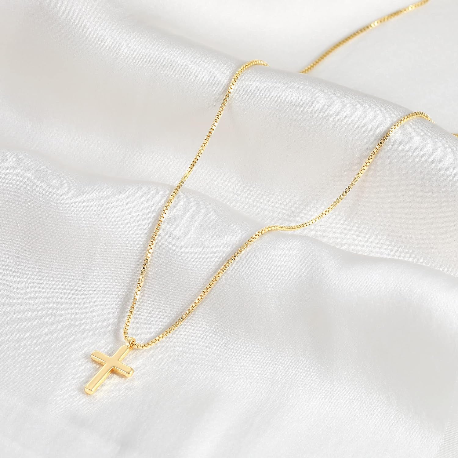 Dainty Cross Necklace for Women, Dainty 14K Gold Filled/Silver Cross Necklaces F